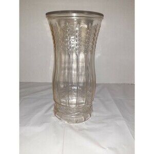 Brody Co. Vintage 1950s Heavy Clear Glass w/ Wheat Stalk Pattern Large Vase